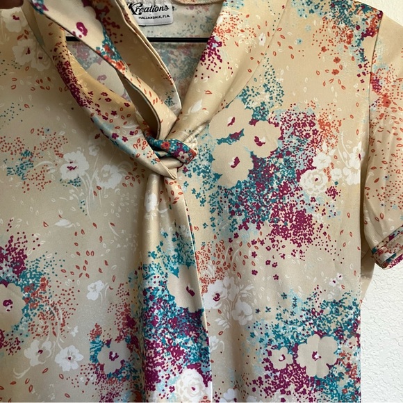 Kreations Floral Neck Tie Blouse - Picture 3 of 5